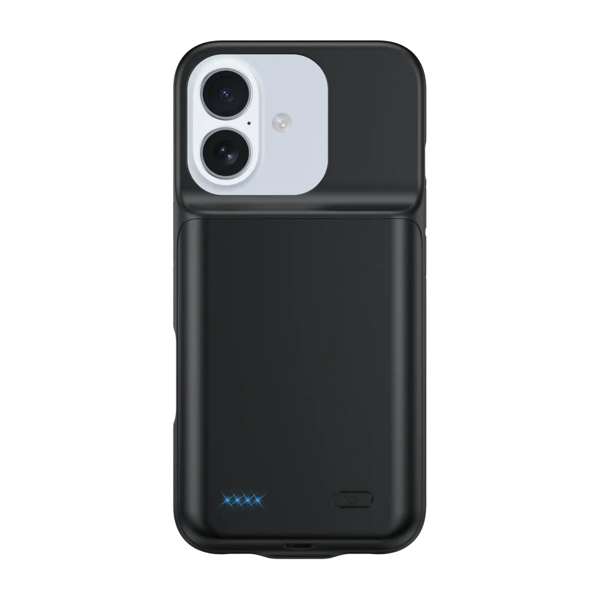 Black 10000mah battery case for iphone 17air 17pro 17promax with sleek matte finish and dual-camera cutout back side