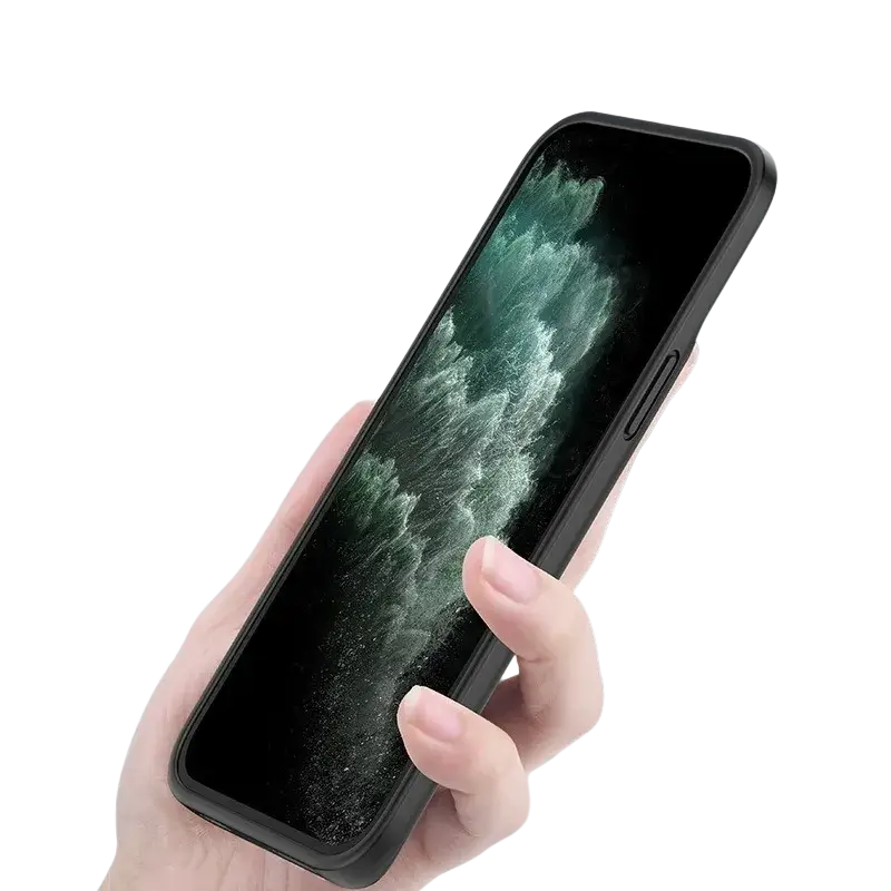 Black 10000mah battery case for iphone 17air 17pro 17promax with sleek minimalist design shown from the back side