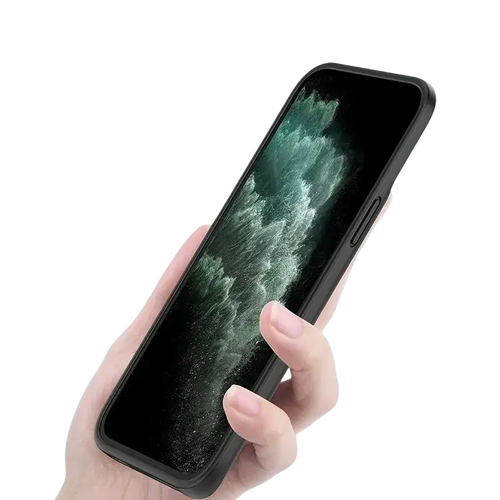 Black 10000mah battery case with sleek minimalist design fitting snugly on iphone 17air 17pro 17promax back side