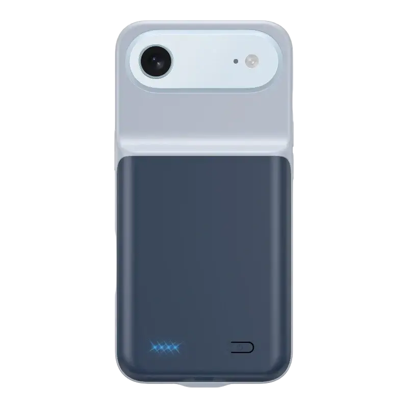 Light gray and dark blue two-part 10000mah battery case for iphone 17air 17pro 17promax showing back side