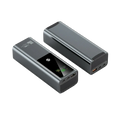 Black rectangular 100w 20000mah laptop power bank with digital display screen and multiple usb ports for fast charging