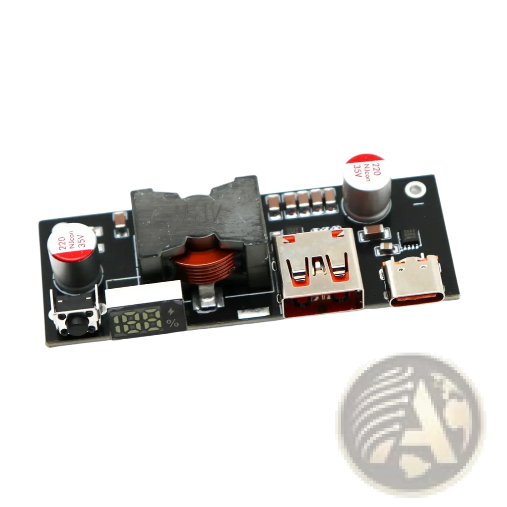 Black circuit board of 100w pd3.1 fast charger power bank module bms with usb and type-c ports and digital battery display