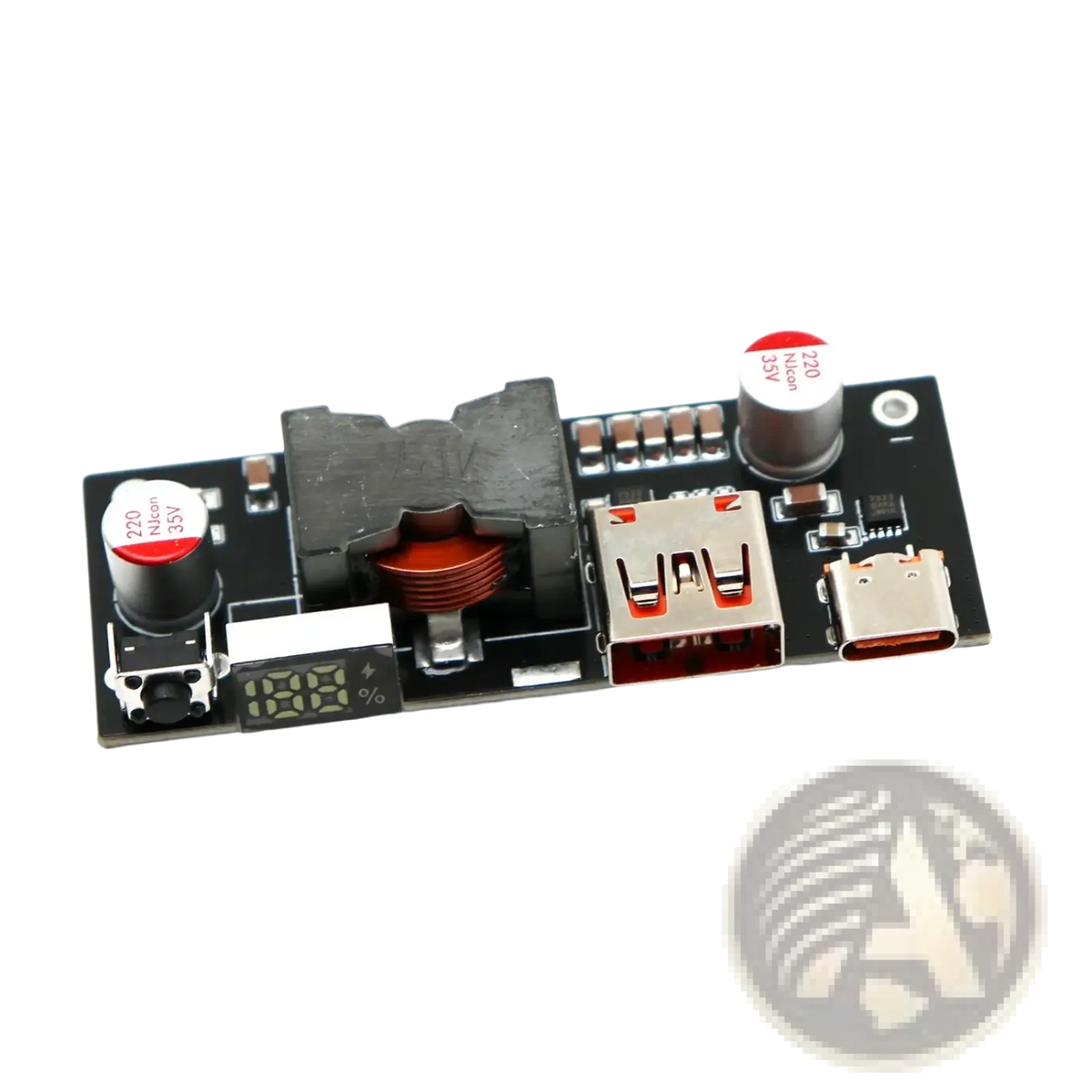 Black circuit board of 100w pd3.1 fast charger power bank module bms with usb and type-c ports and digital battery display