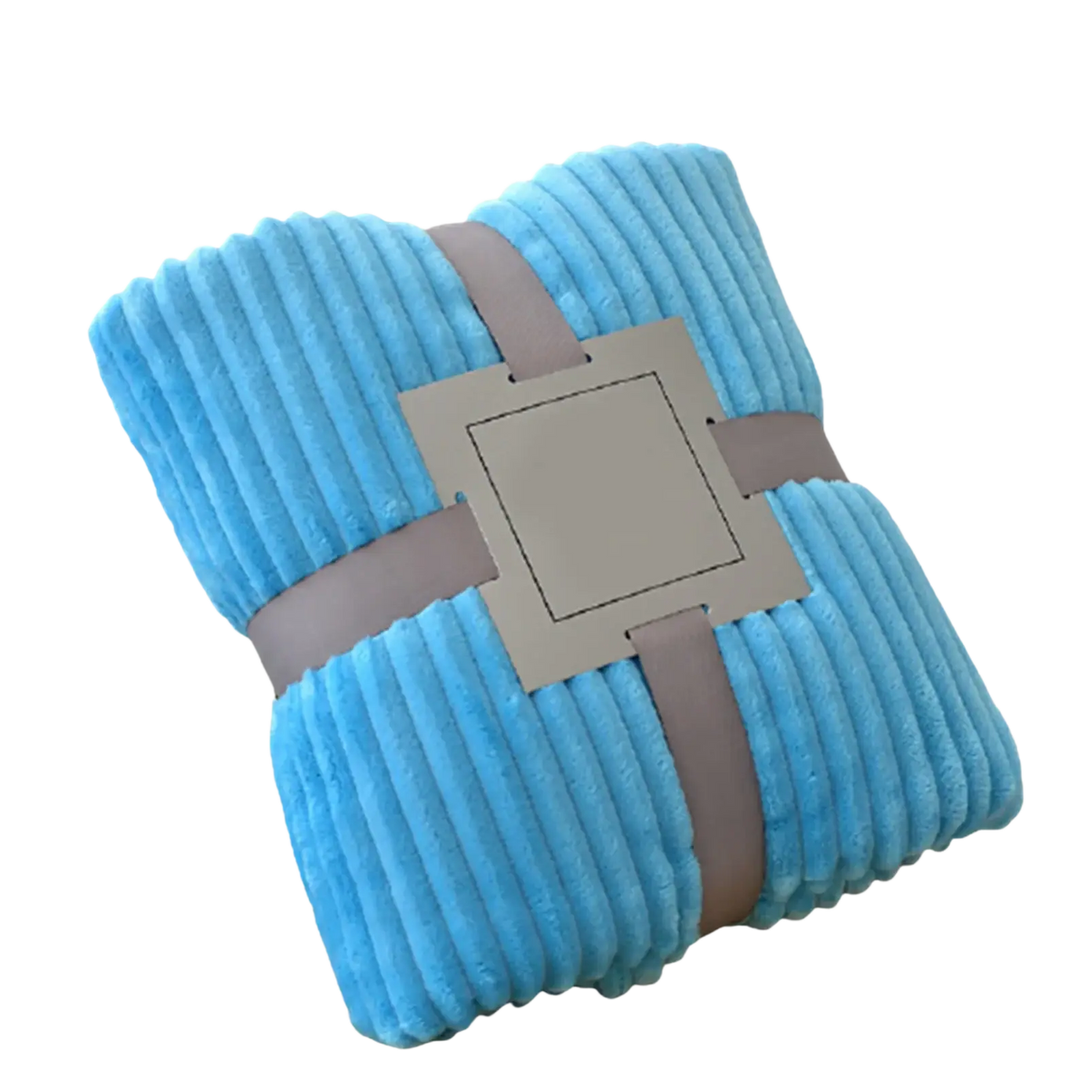 Soft light blue 100x150cm fleece throw blanket with plush texture and ribbed corduroy design for bed or sofa use