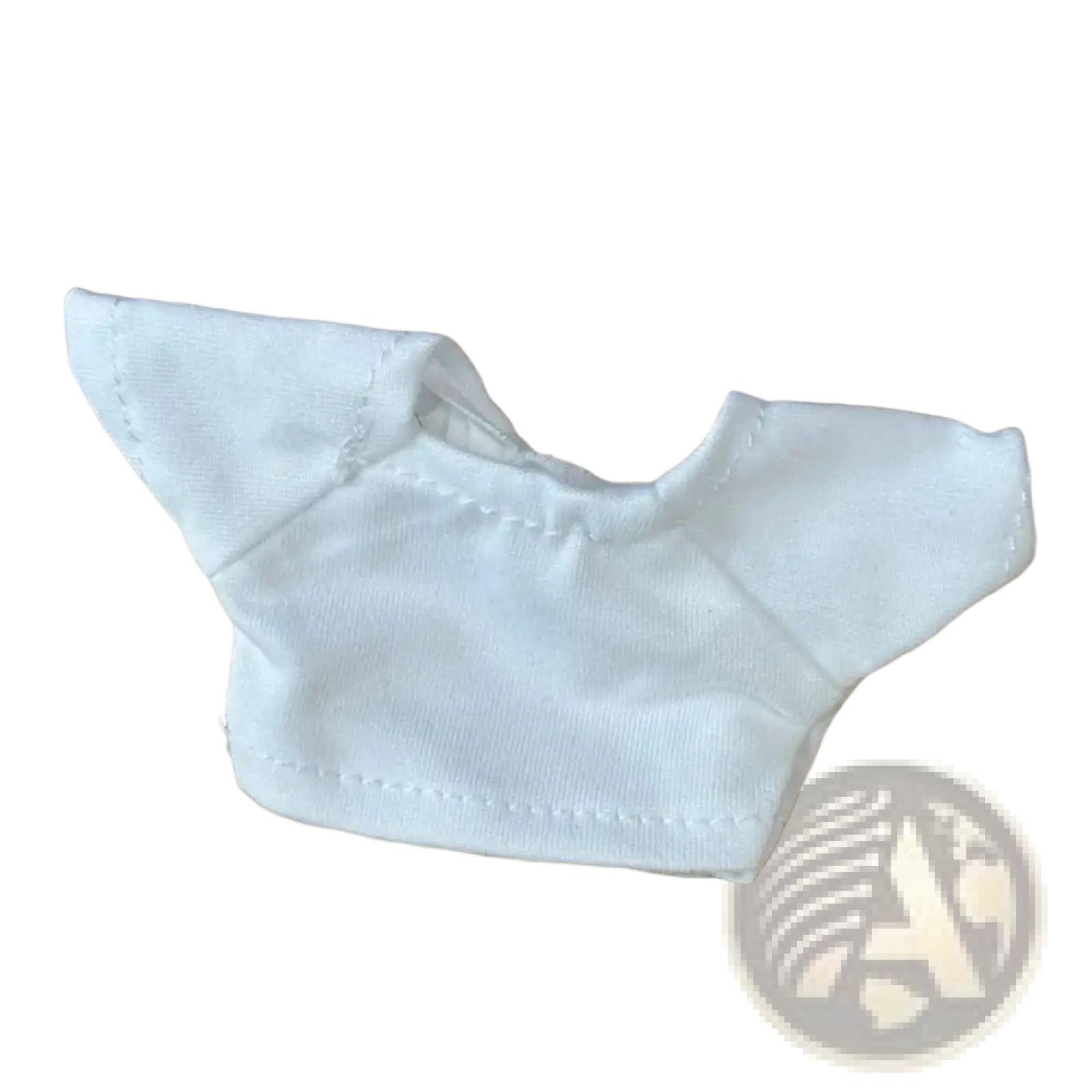 White short-sleeved 10cm doll t-shirt made of soft cotton fabric with neat stitching for doll clothing