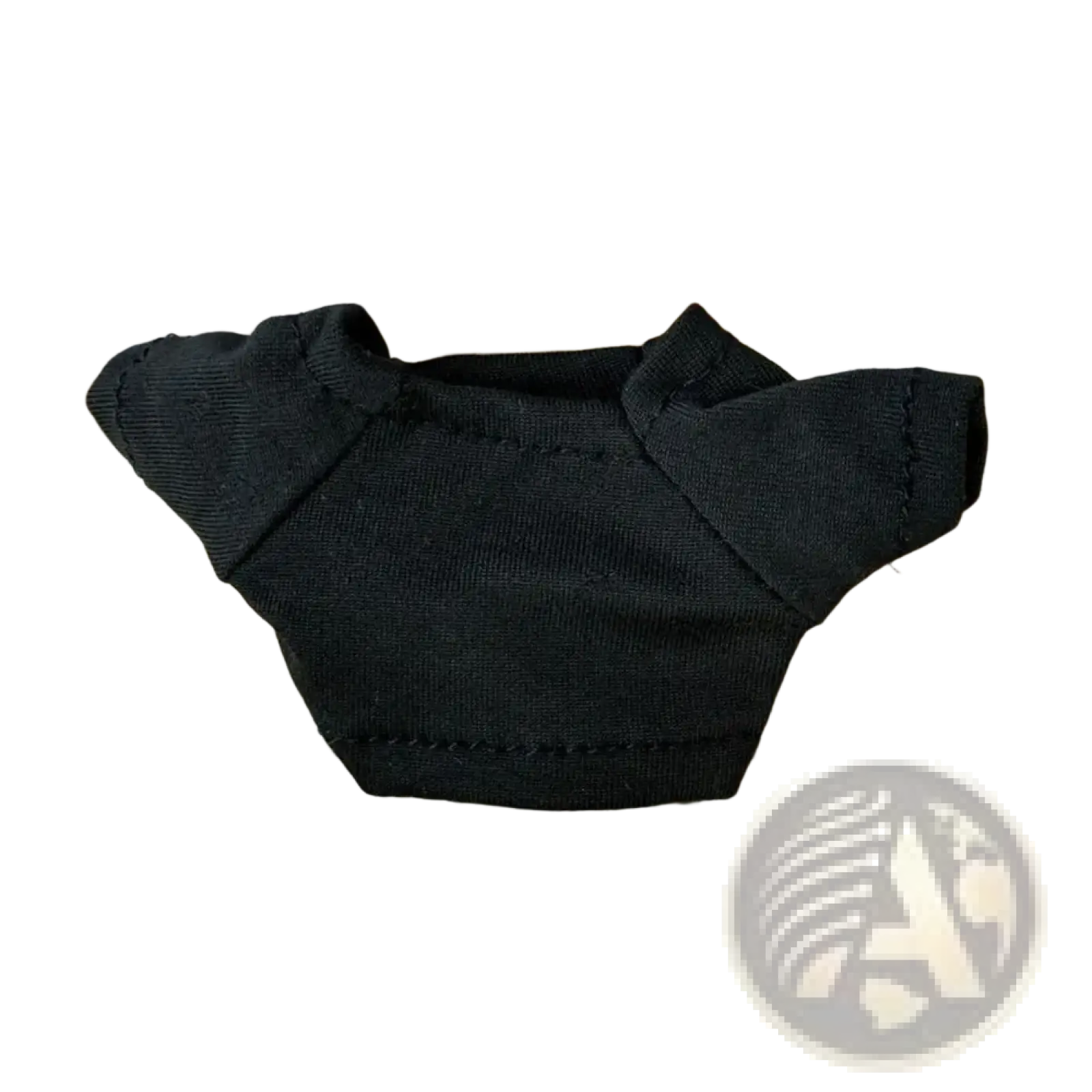 Black short-sleeved doll t-shirt made of soft cotton fabric with neatly stitched seams for 10cm doll use