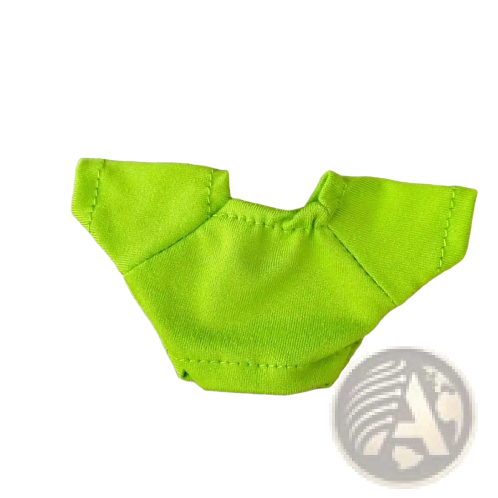 Bright lime green miniature doll t-shirt with short sleeves and rounded neckline made of soft cotton knit fabric