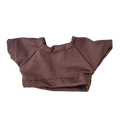 A brown short-sleeved 10cm doll t-shirt made of soft cotton knit fabric with neatly stitched seams
