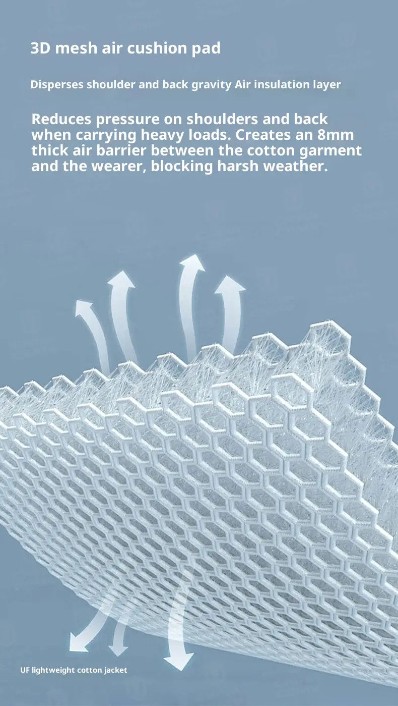 Coussin rembourré en maille 3D blanche à coussin d’air, avec un motif en treillis hexagonal, assurant l’isolation et la réduction de la pression pour la veste tactique légère en coton softshell