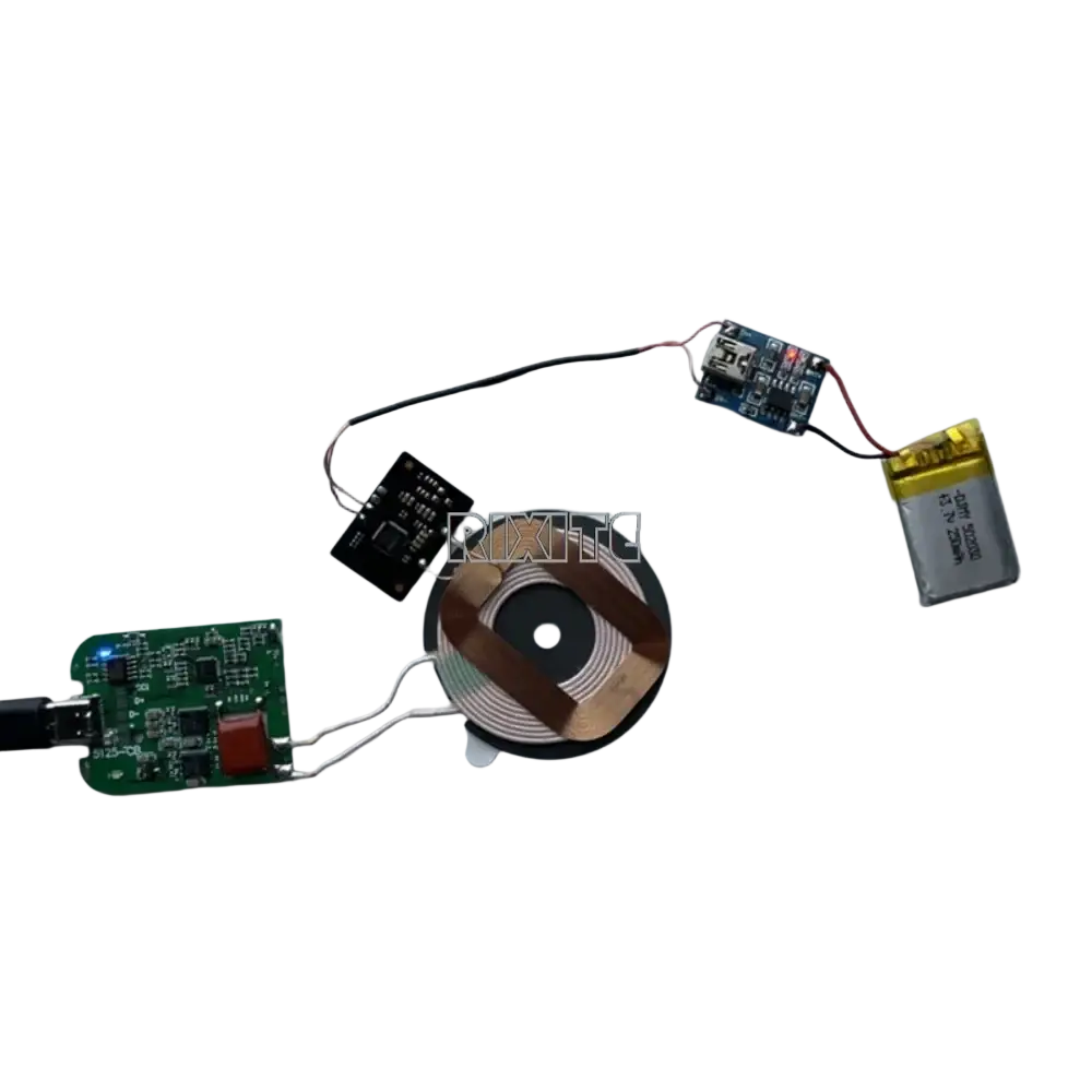 10w wireless charging coil assembly with copper winding and black circuit board components for wireless charging standard
