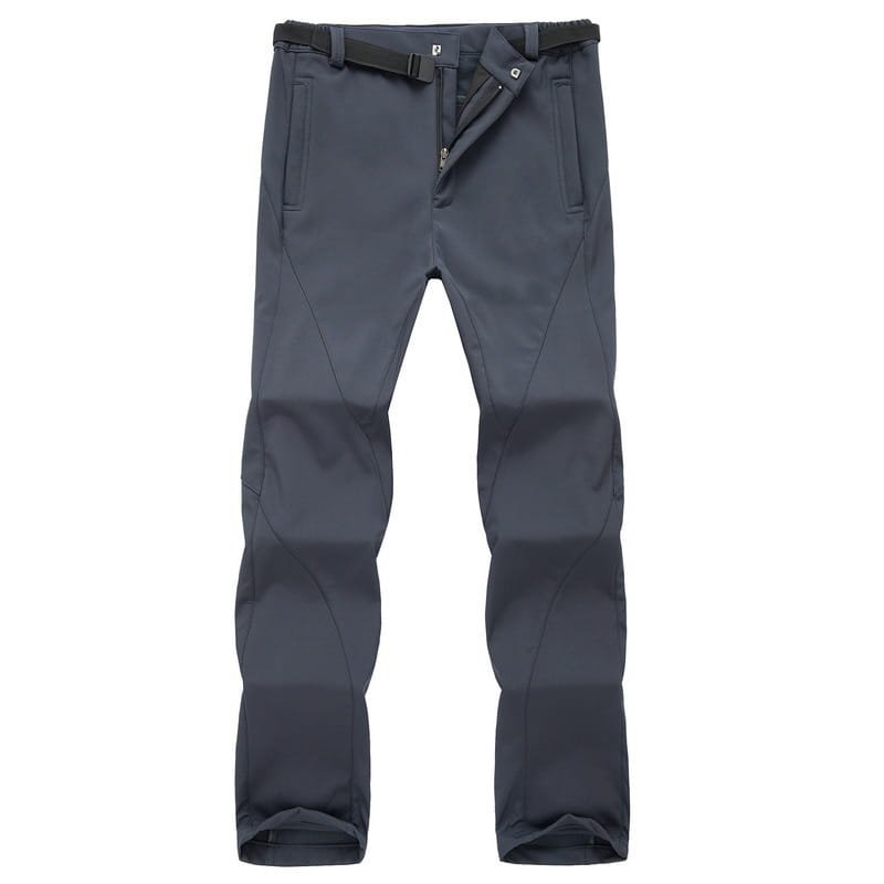 Dark gray waterproof fleece ski pants for men and women featuring a sleek, durable design suitable for outdoor hiking.