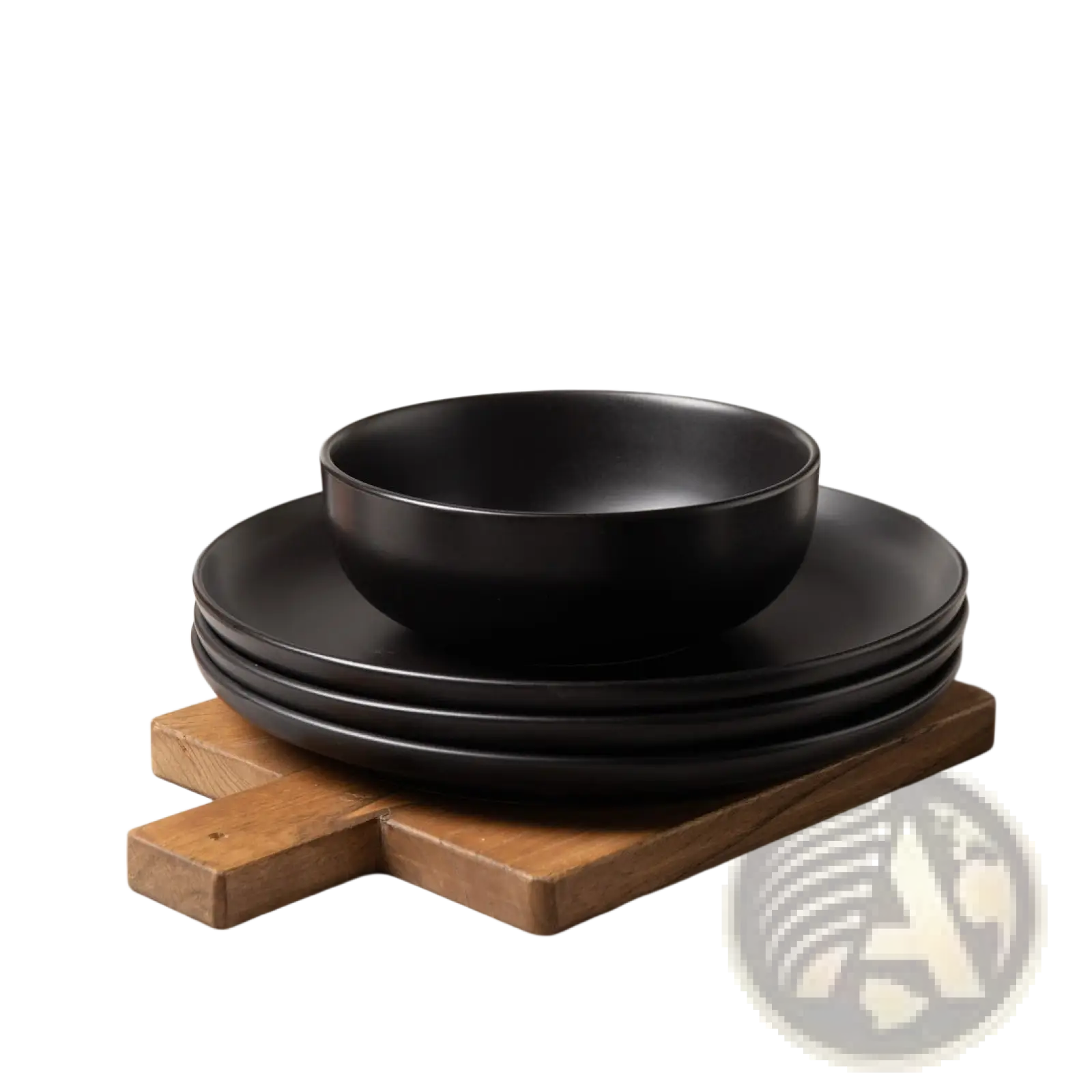 12-piece matte black ceramic stoneware dinnerware set with modern minimalist design for three people