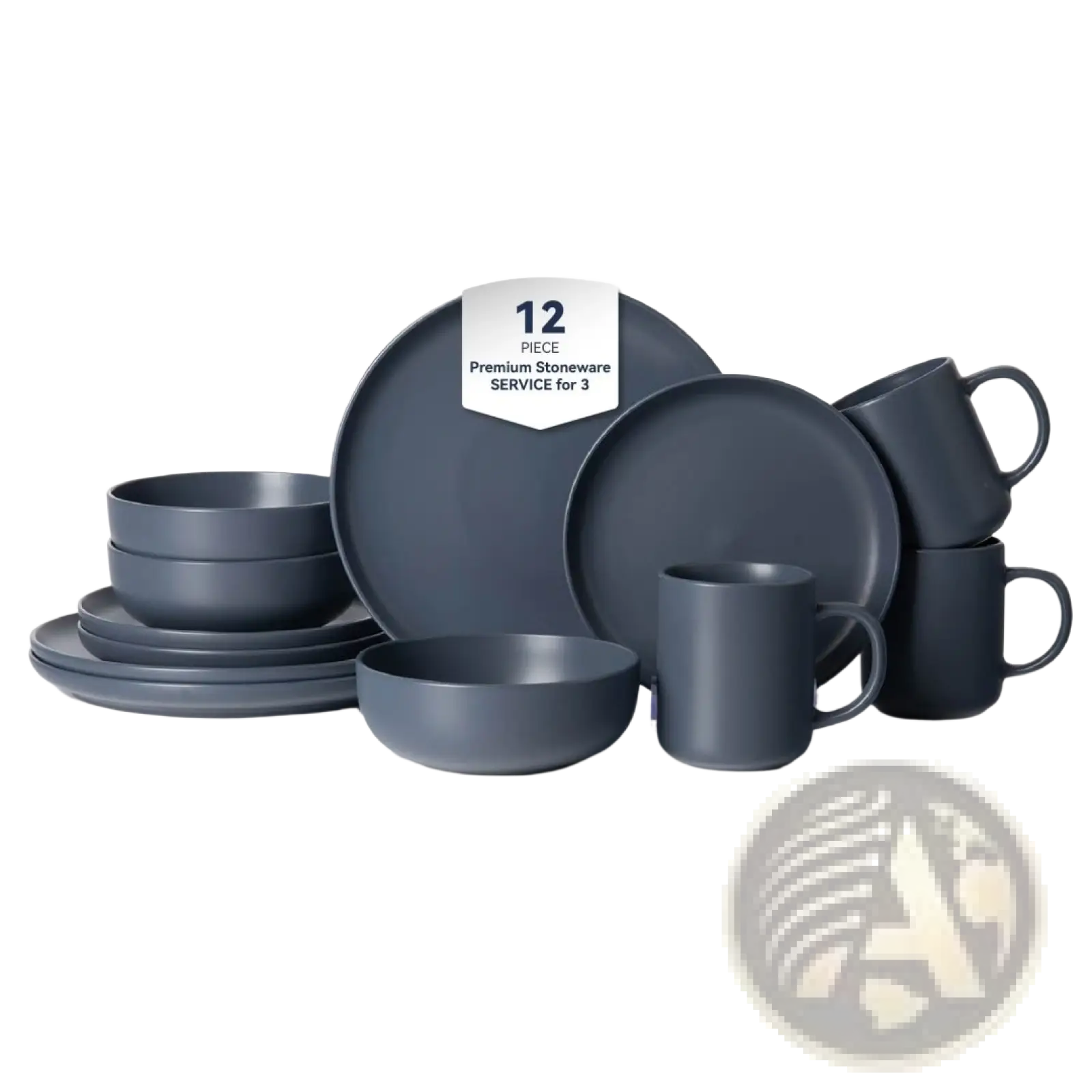 Dark gray stoneware dinnerware set with minimalist design matte finish 12-piece service for 3 people