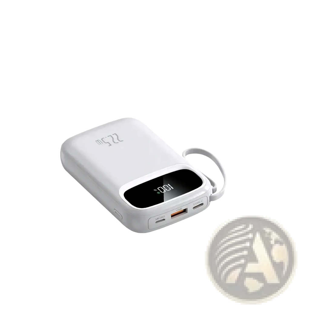 White lavender 120w fast charging 20000mah power bank with digital display usb-c micro-usb and carrying loop