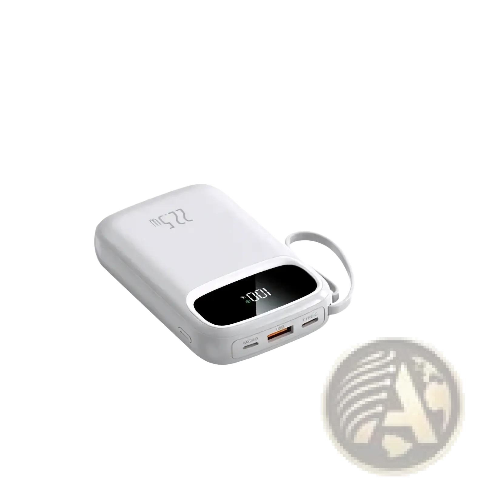 White lavender 120w fast charging 20000mah power bank with digital display usb-c micro-usb and carrying loop