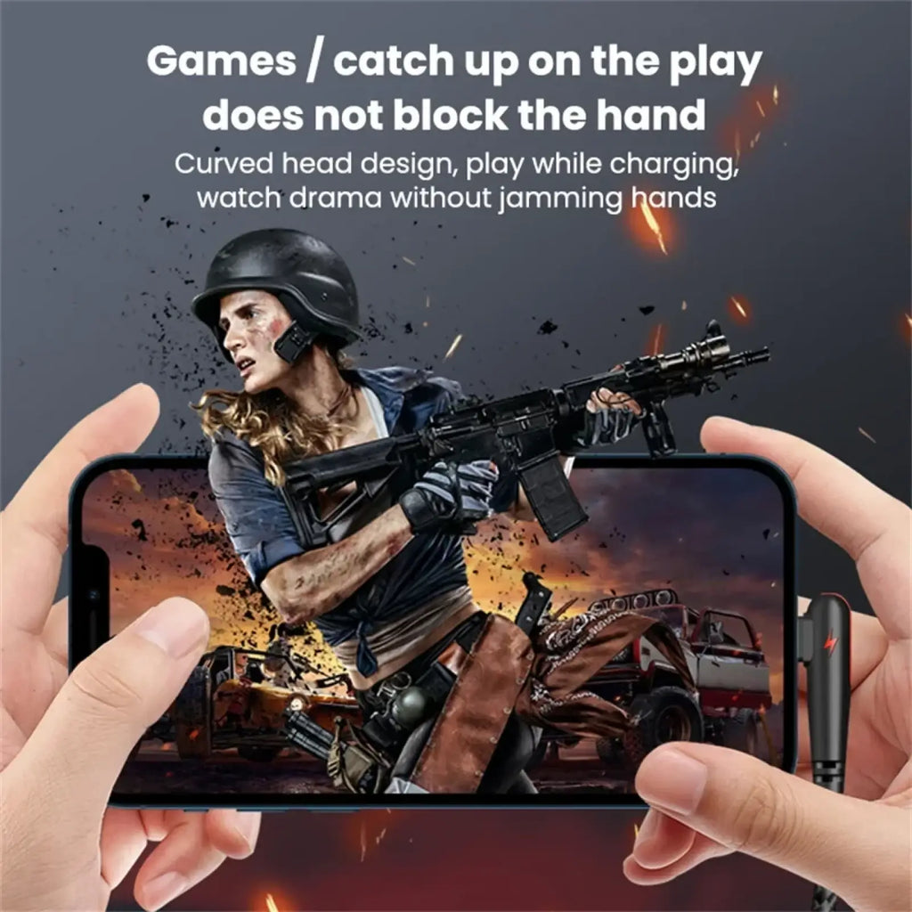 Black curved headphone charger with red lightning bolt logo 120w fast charging usb type c braided cord 6a