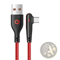 Red braided 120w fast charging usb type-c cable with black connectors and power symbol logo for 6a charging