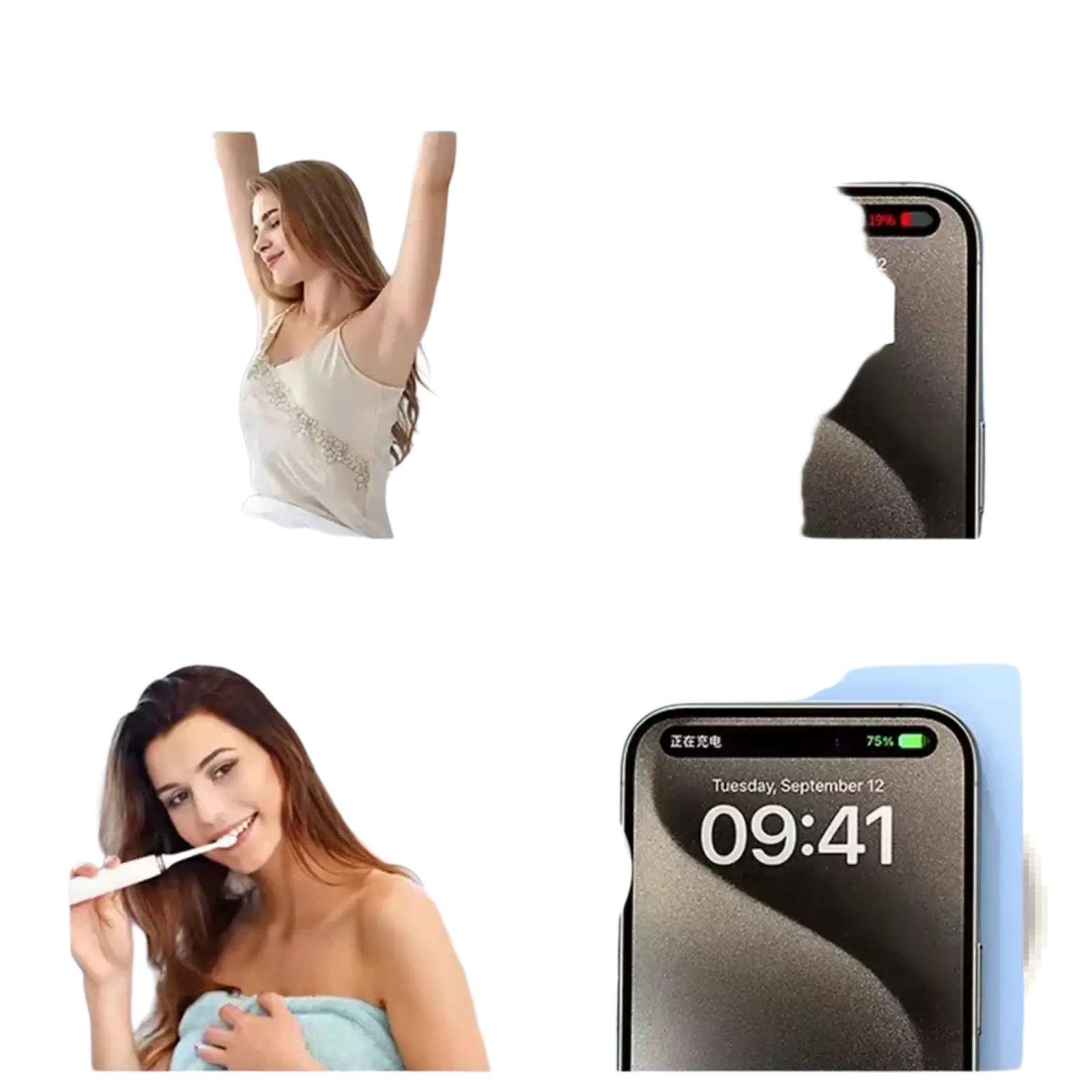 Black smartphone with sleek curved screen displaying time and date connected to 120w fast charging usb a to type c cable