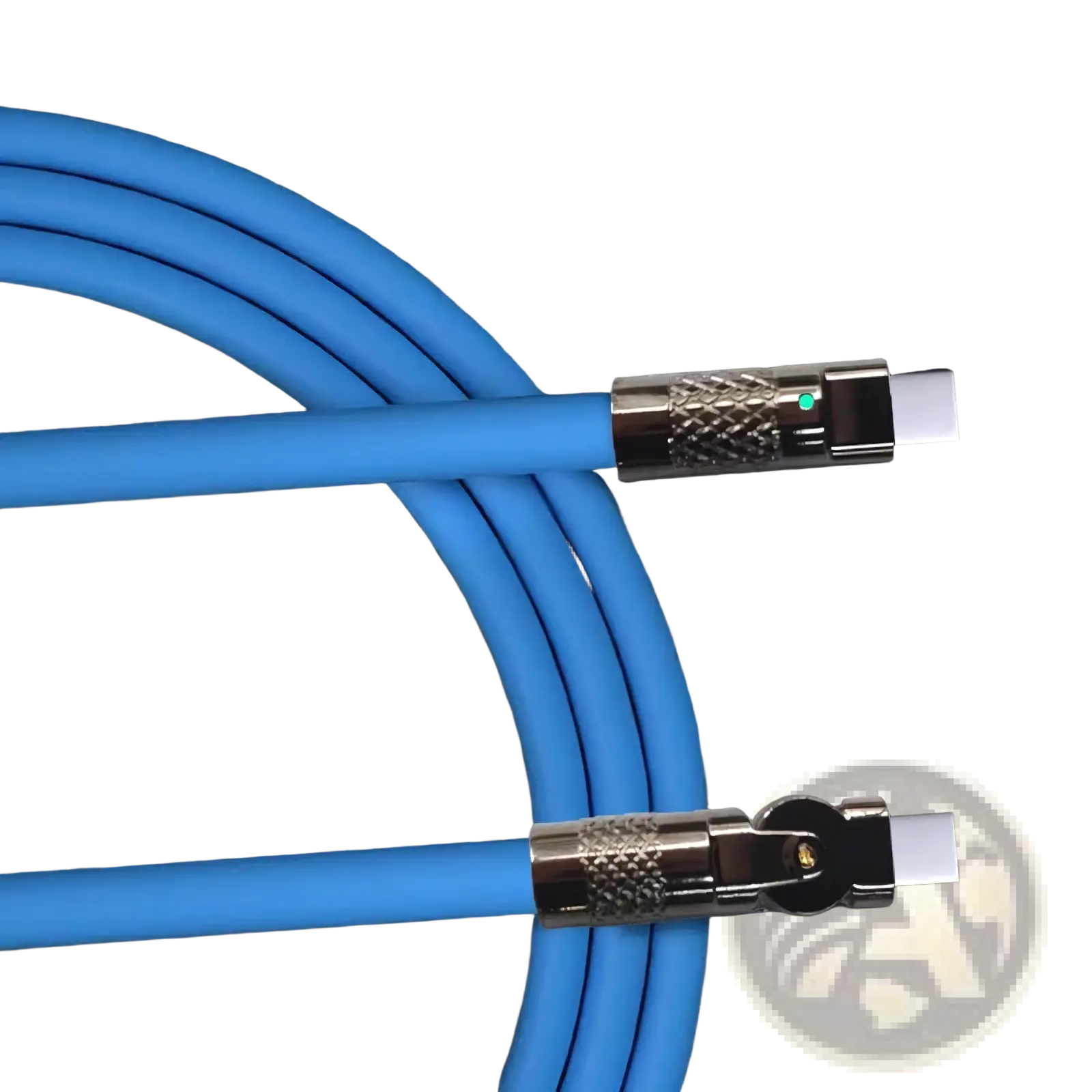 Blue braided 120w rotating silicone usb c cable with metallic hdmi connectors available in 1m and 2m lengths