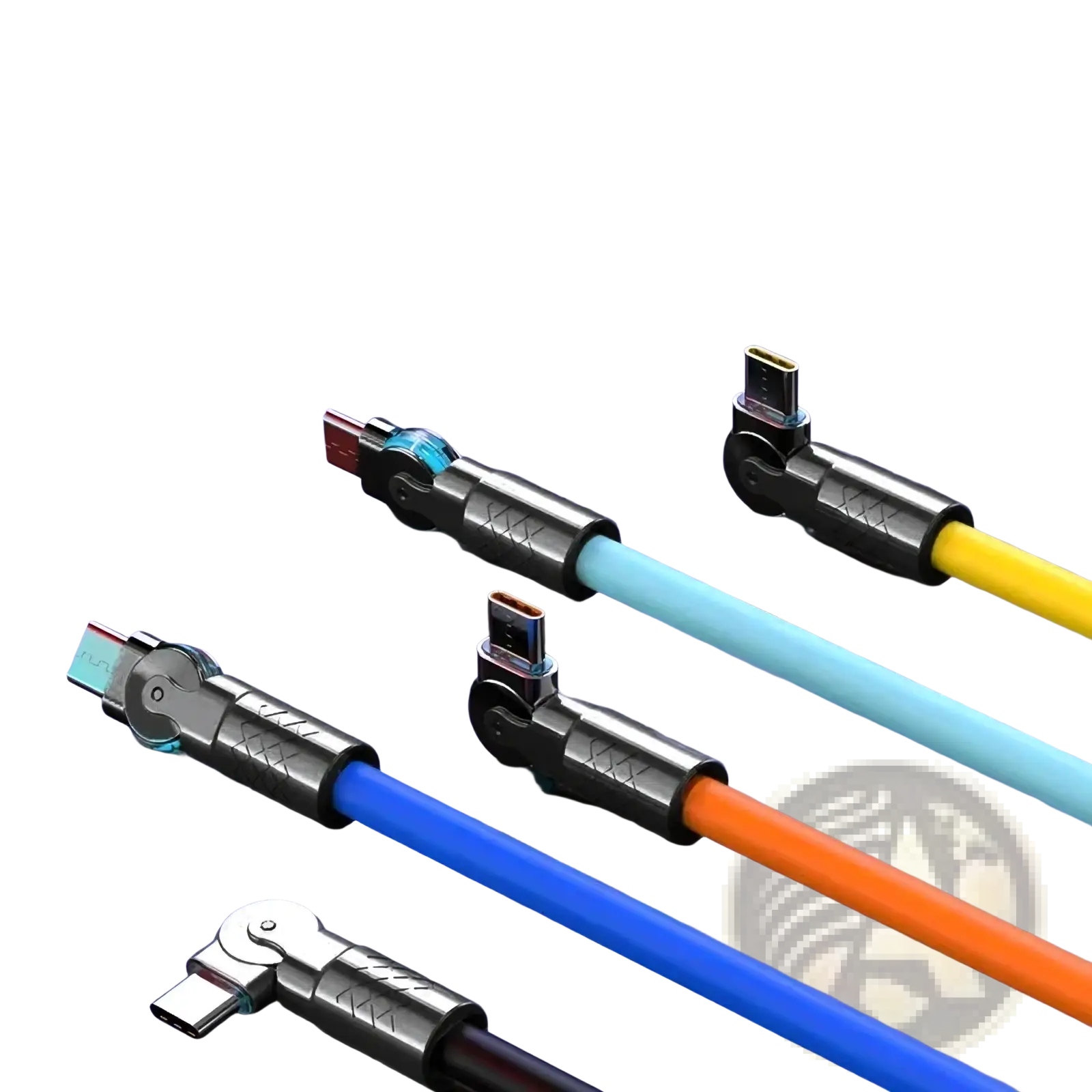 Colorful 120w rotating silicone usb c cables with 180° rotating connectors and led indicators for visibility