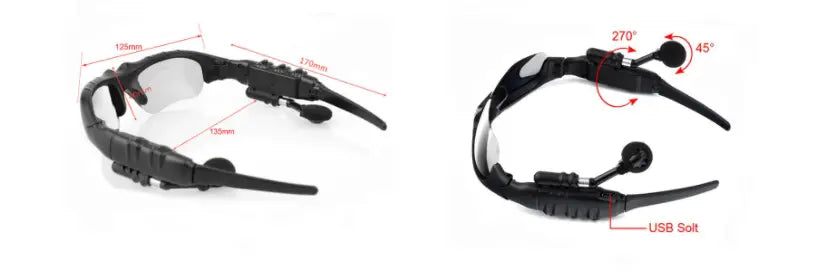 black sport-style bluetooth headphones with integrated microphone and usb port designed for active use in smart bluetooth audio sunglasses with hd camera and mic