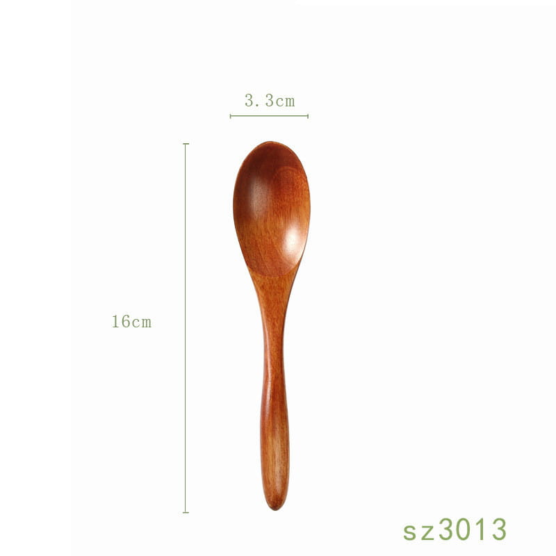 A smooth polished Japanese wooden honey spoon made of handcrafted hemu wood with a warm amber finish and natural wood grain.