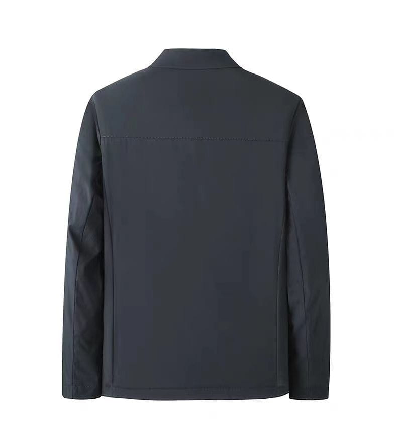 Men’s padded winter cotton coat in navy blue featuring a dark gray sleek modern-style jacket design with subtle stitching details and structured collar.