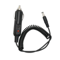 Black coiled 12v dc power car charger cable with silver tip and red indicator light for uv5re 5ra baofeng radios