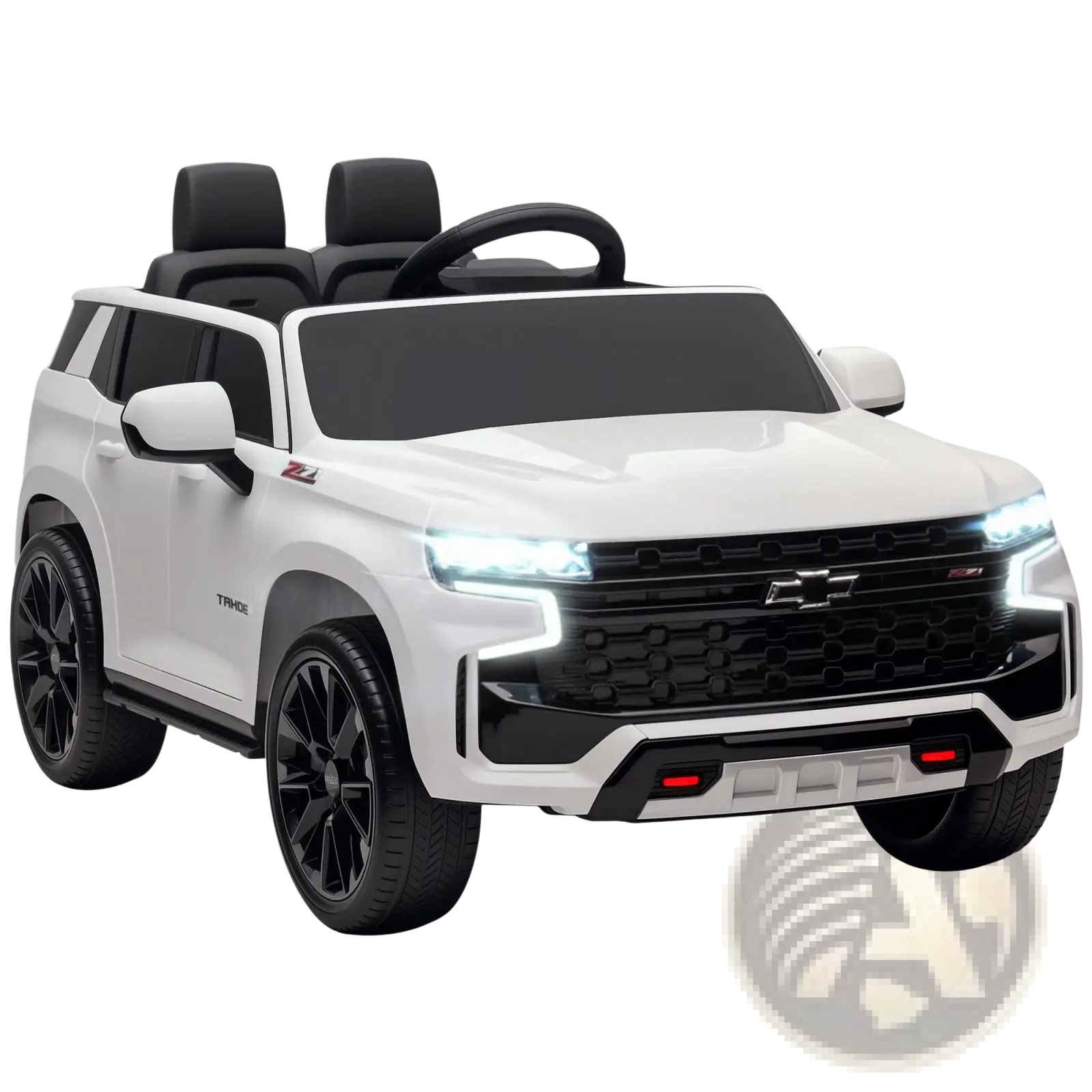 White and black 12v kids electric ride on chevrolet tahoe suv with led lights for children