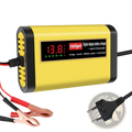 Yellow and black 12v smart car battery charger 2a agm gel with eu plug and red led voltage display screen