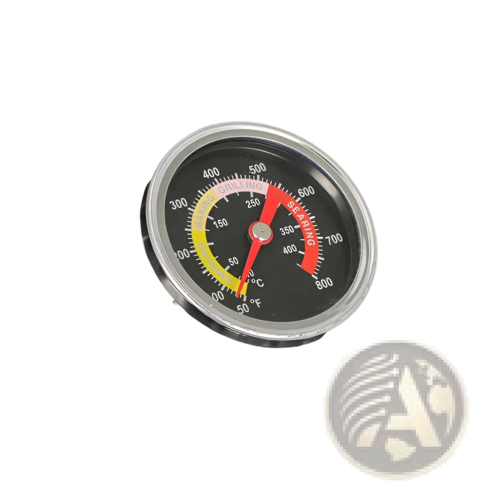 Black textured ceramic 13 inch kamado charcoal grill with circular temperature gauge featuring red and yellow zones