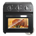 Black countertop 13qt air fryer toaster oven combo convection oven with glass door roasting turkey and vegetables inside