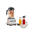 Silver and black vevor 1400w high speed blender with clear 85 oz pitcher filled with mixed fruits