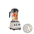 Silver and black Vevor 1400w high speed blender with clear 85 oz pitcher filled with chopped fruit ice and berries