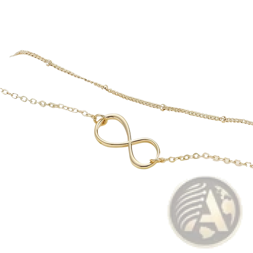 14k gold filled layered infinity chain bracelet featuring a delicate gold infinity symbol and fine chain links