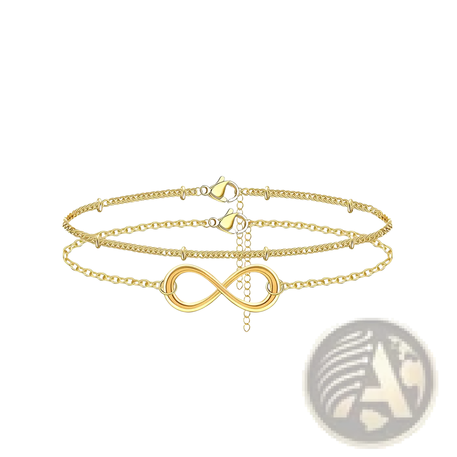 14k gold filled layered infinity chain bracelet featuring a gold infinity symbol anklet with delicate chain and adjustable clasp