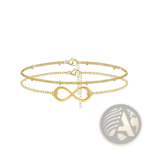 14k gold filled layered infinity chain bracelet featuring a gold infinity symbol anklet with delicate chain and adjustable clasp