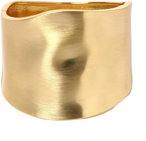 14k gold plated gold bangle bracelet for women with gold-toned brushed metal and sleek modern design