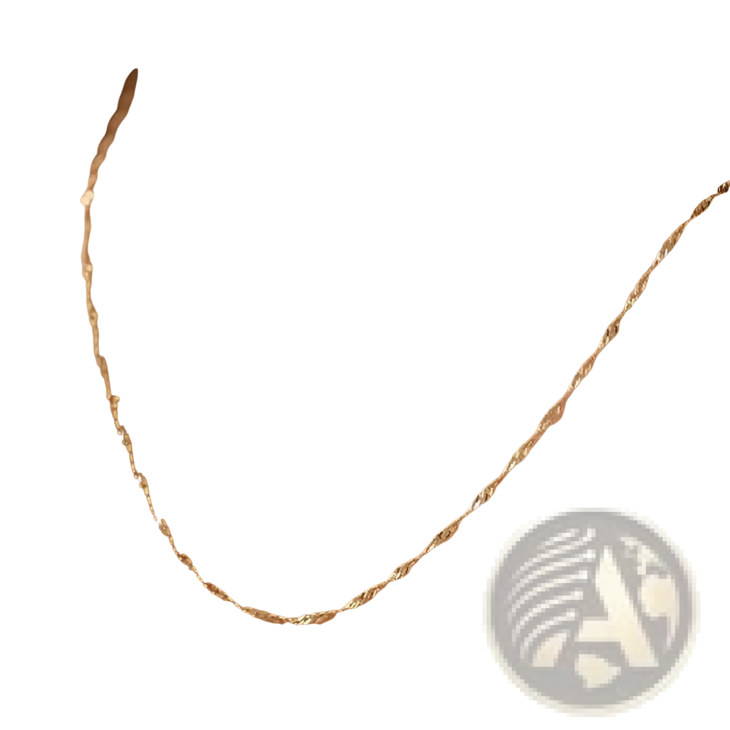 A delicate 14k gold plated dainty twist rope chain necklace with a subtle elegant sheen and diamond solitaire pendant