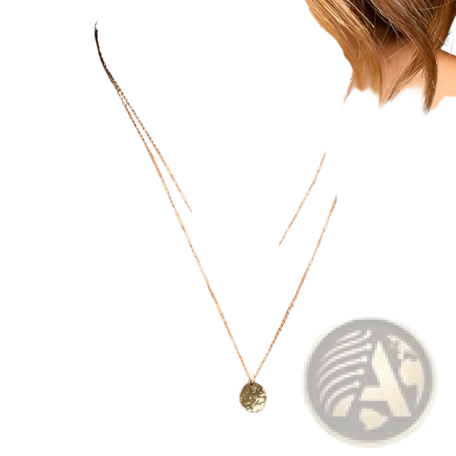 14k gold plated layered necklace set featuring a delicate gold-toned bar pendant and textured disc charm