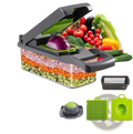 Black and green multi-functional 15 in 1 vegetable chopper and slicer with interchangeable blades and container
