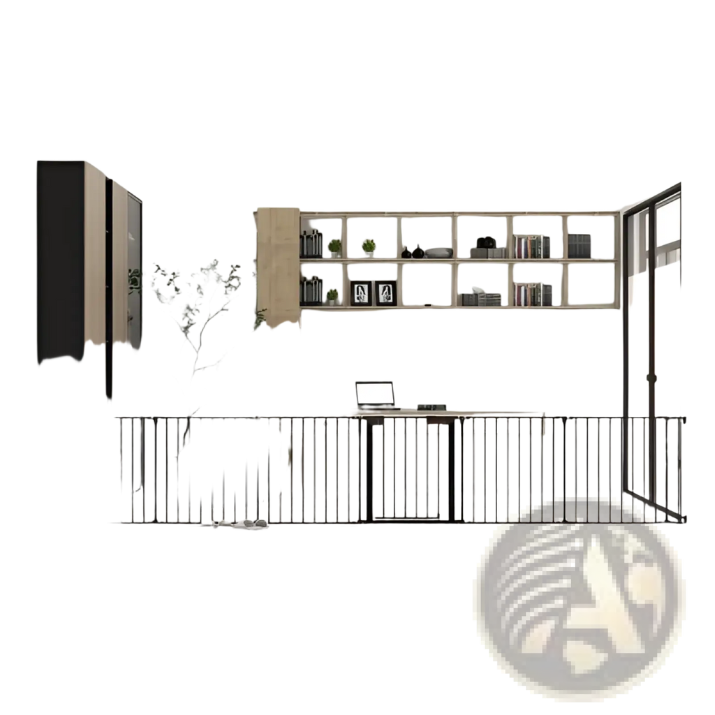 Black metal baby safety gate with vertical bars and sleek modern design for 150 inch play yard use