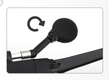 black foam windscreen attached to a microphone boom arm of smart bluetooth audio sunglasses with hd camera and mic