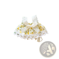 15cm doll gingham dress with delicate white lace trim yellow floral pattern and matching satin bow plush outfit