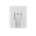 White 15w in-wall wireless fast charger with sleek minimalist design featuring integrated phone holder and charging symbols