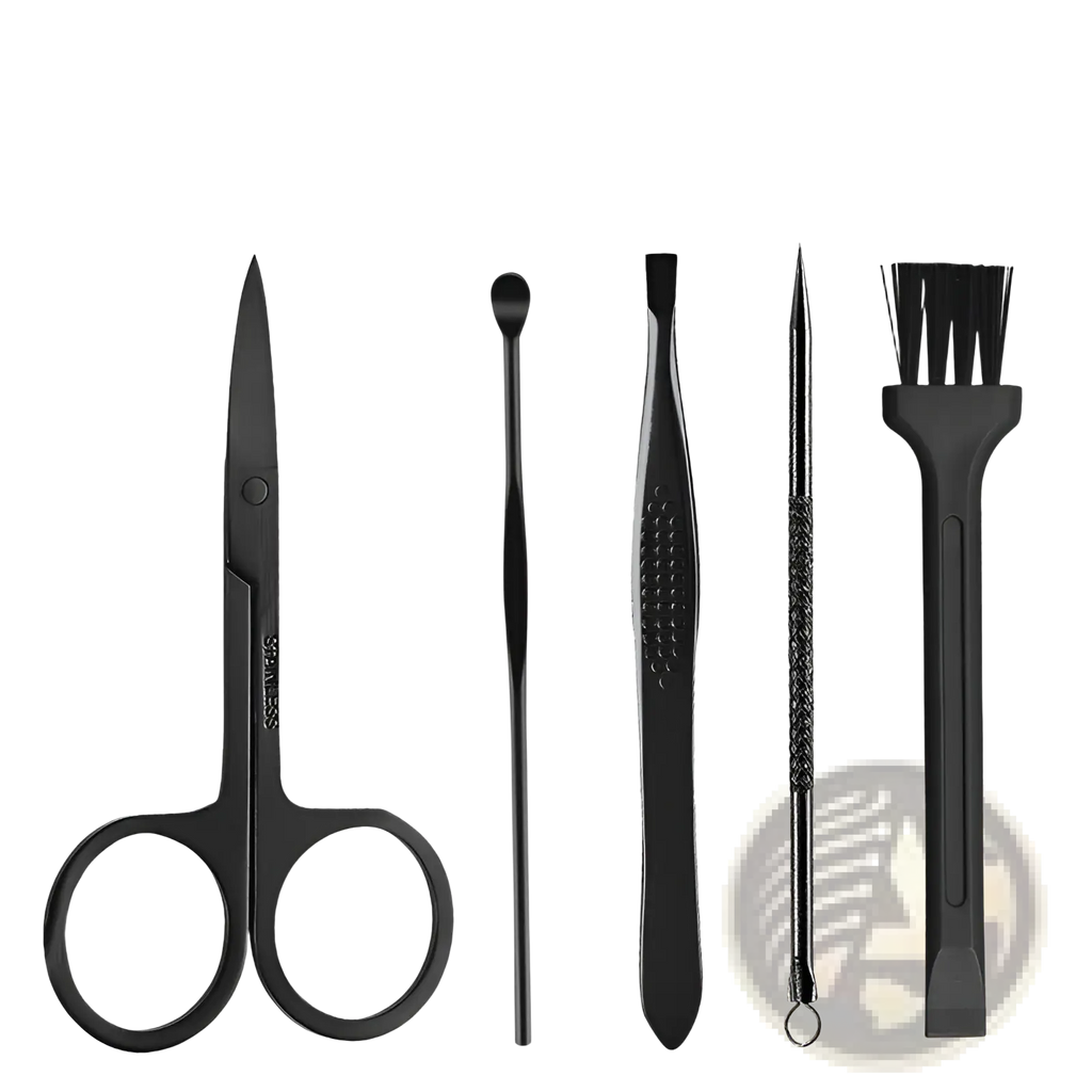 Black stainless steel 16 piece professional manicure and pedicure kit facial care tool set for precise grooming