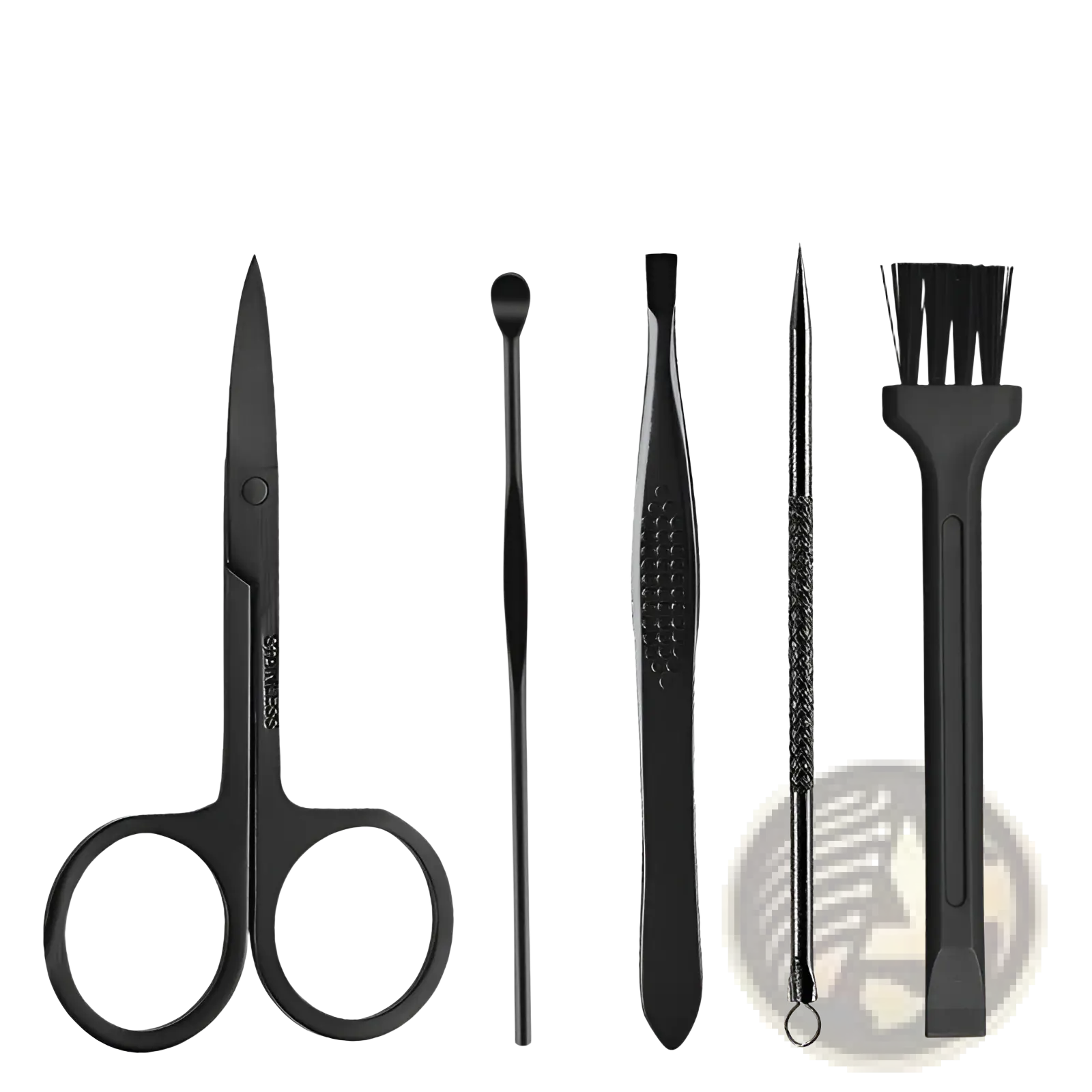 Black stainless steel 16 piece professional manicure and pedicure kit facial care tool set for precise grooming