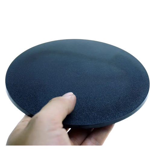 Black circular foam sanding pad 160mm diameter for miniature base preparation and finishing tasks