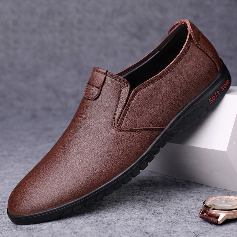 Chaussures de randonnée en cuir respirant style coréen noir pour hommes