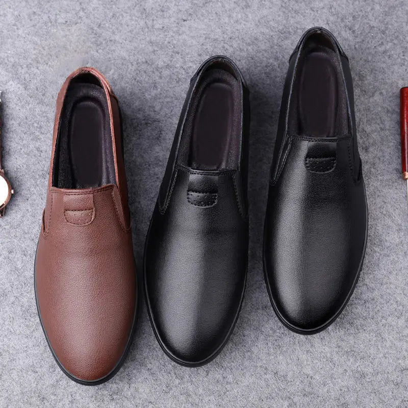 Chaussures de randonnée en cuir respirant style coréen noir pour hommes